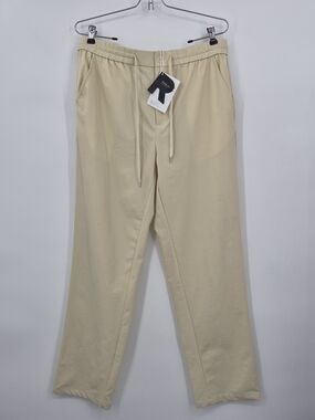Runcati Mens Casual Pants Linen Drawstring Elastic Waist Loose Fit Straight Leg